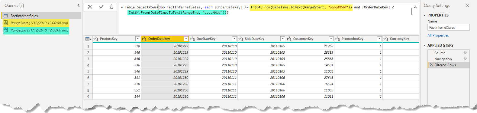 Modifying the filter to support smart date key in implementing incremental refresh in Power Query in Power BI Desktop